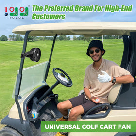 10L0L Golf Cart Fan showing 8000mAh battery for long-lasting cooling during rounds.