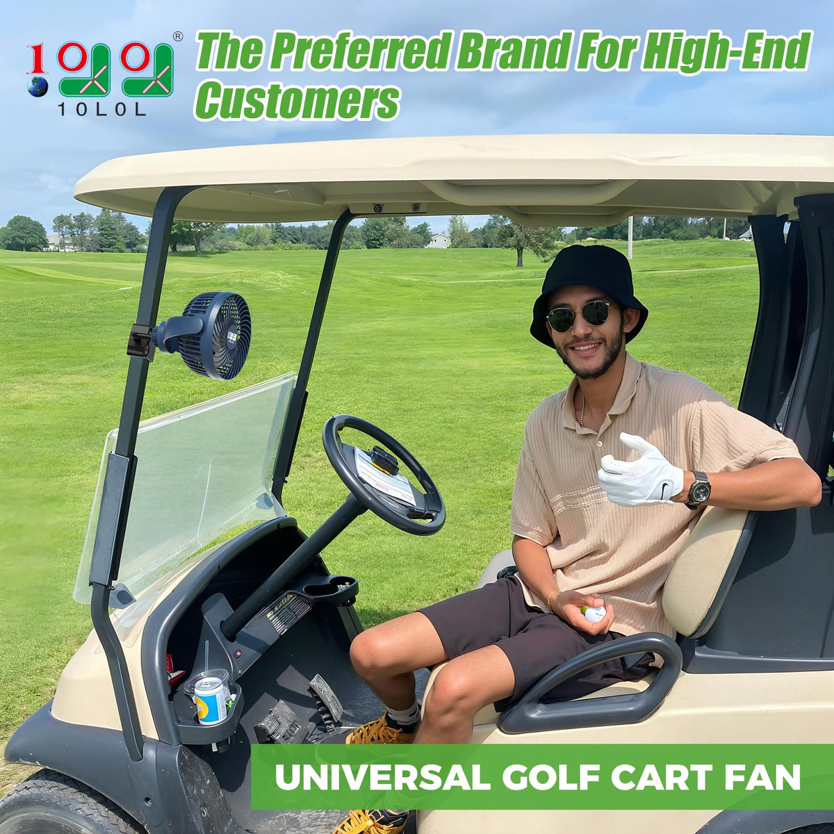 10L0L 8000mAh battery powers long, reliable cooling on the course.