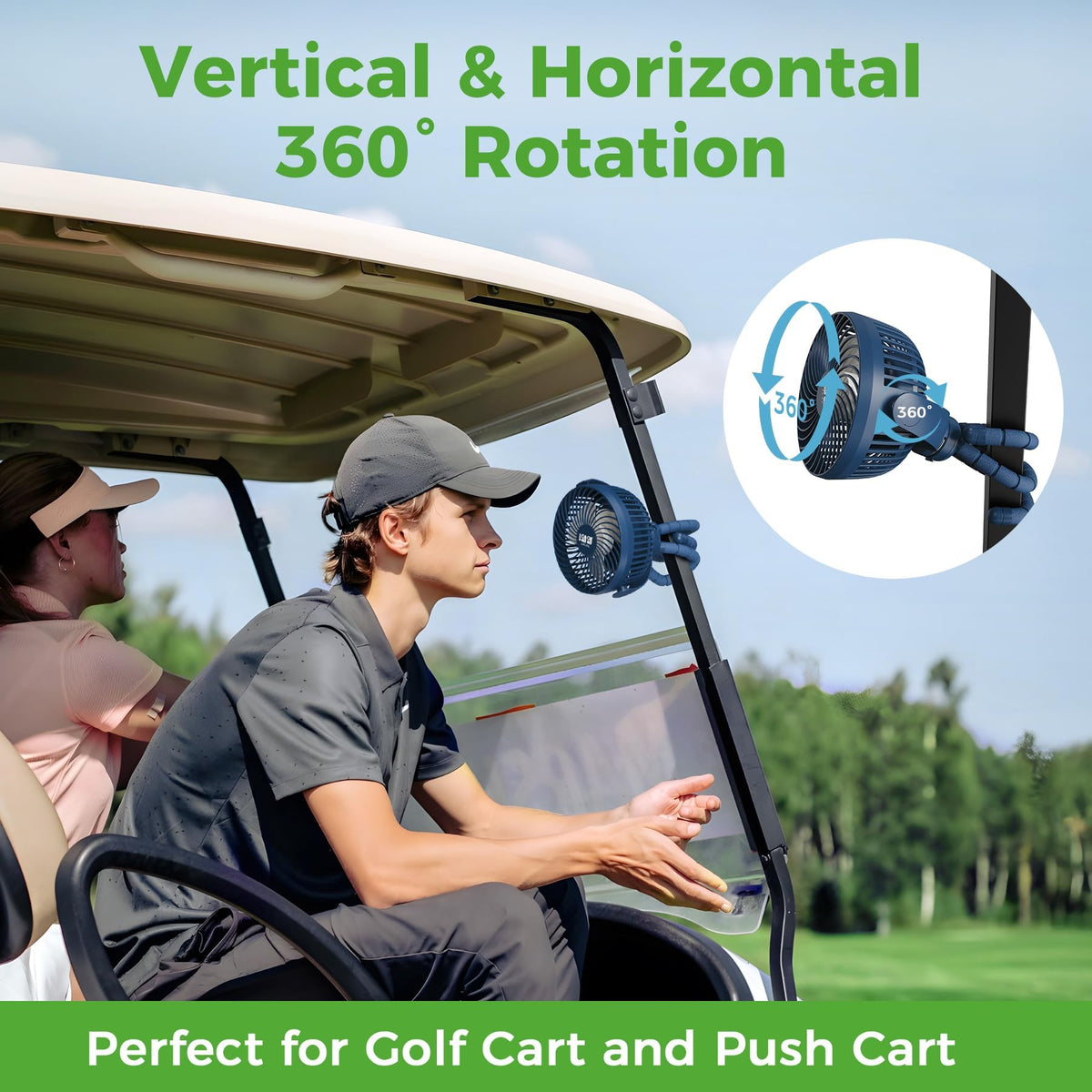 10L0L golf cart fan all-terrain durability withstands sun and vibrations