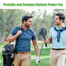 10L0L blue golf cart fan shown in action on the course