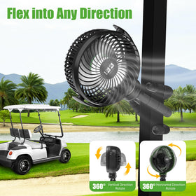 10L0L Golf Cart Fan reverse charging powers devices on the go.