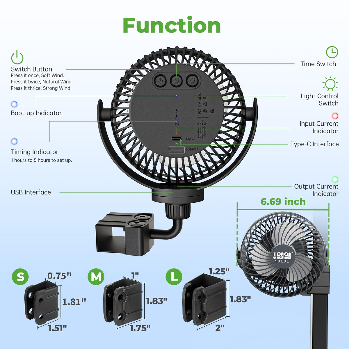 10L0L Golf Cart Fan durable ABS base resists rain and shocks