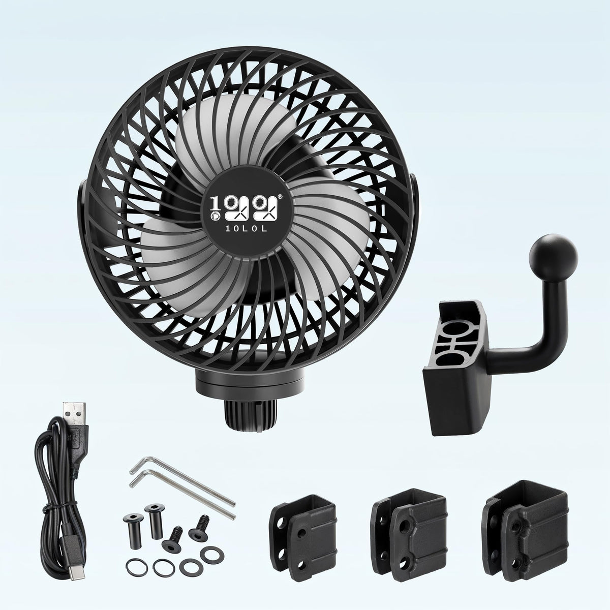 10L0L Golf Cart Fan demonstrating durable, portable cooling gear.
