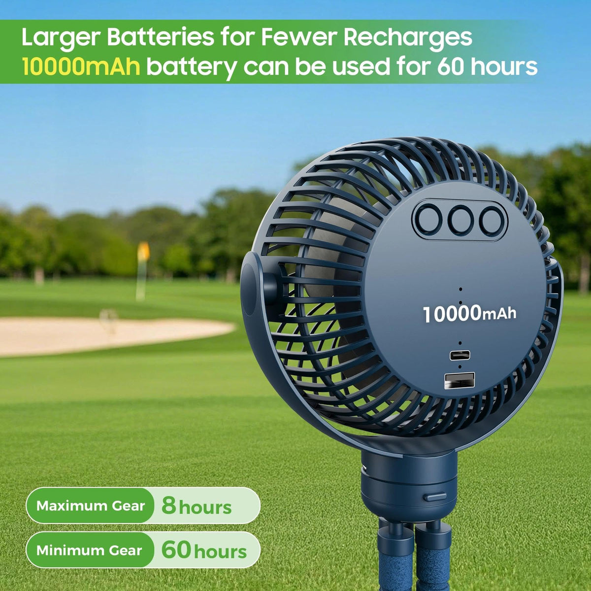 10L0L golf cart fan LED light adds convenient illumination for nights