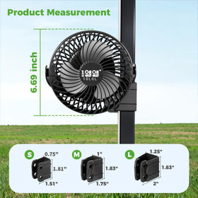 10L0L Golf Cart Fan mounted securely for easy on-course use.