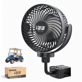 10L0L Golf Cart Fan with secure bracket for hands-free cooling on the course.