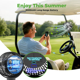 10L0L Golf Cart Fan turbo mode delivers strong airflow on hot days