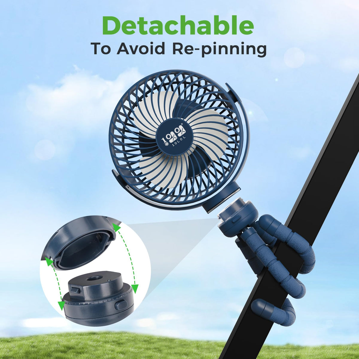 10L0L golf cart fan USB-C charger powers devices on course