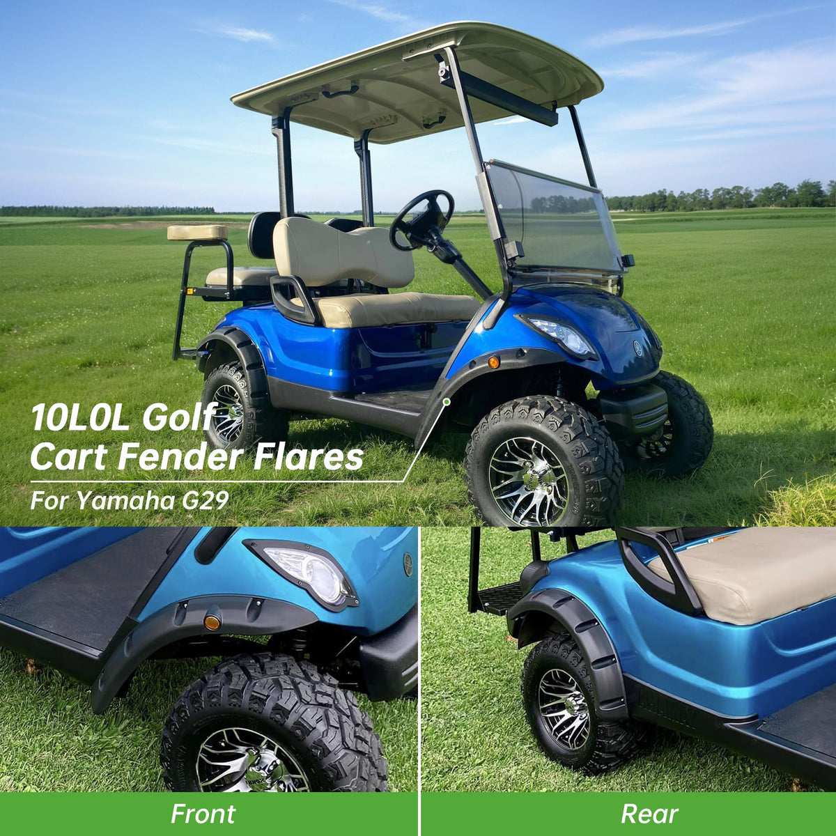 10L0L Fender flare rear-left on Yamaha G29 guards paint during rugged rides.