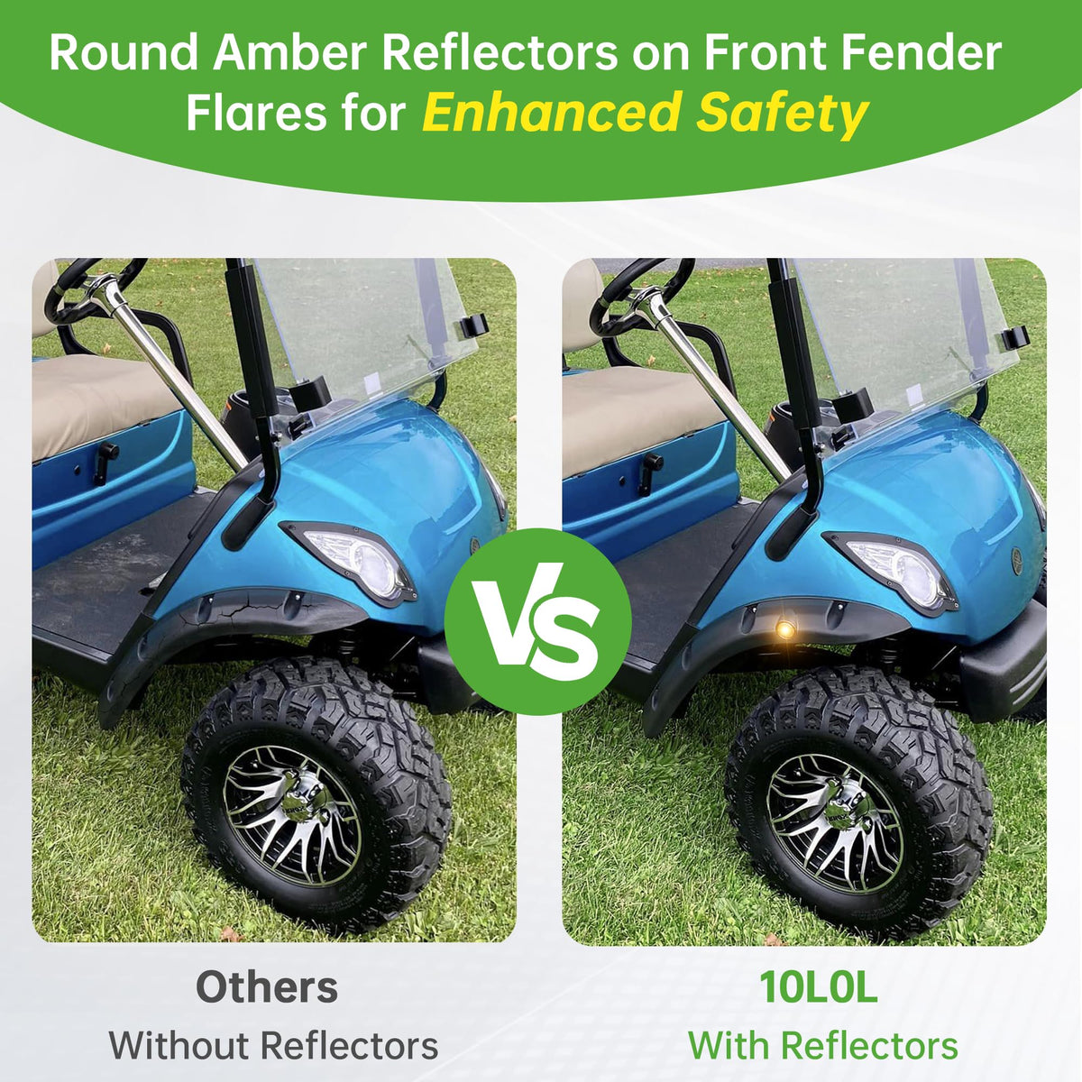 10L0L Fender flare rear-right on Yamaha G29 covers mud and protects wheels.