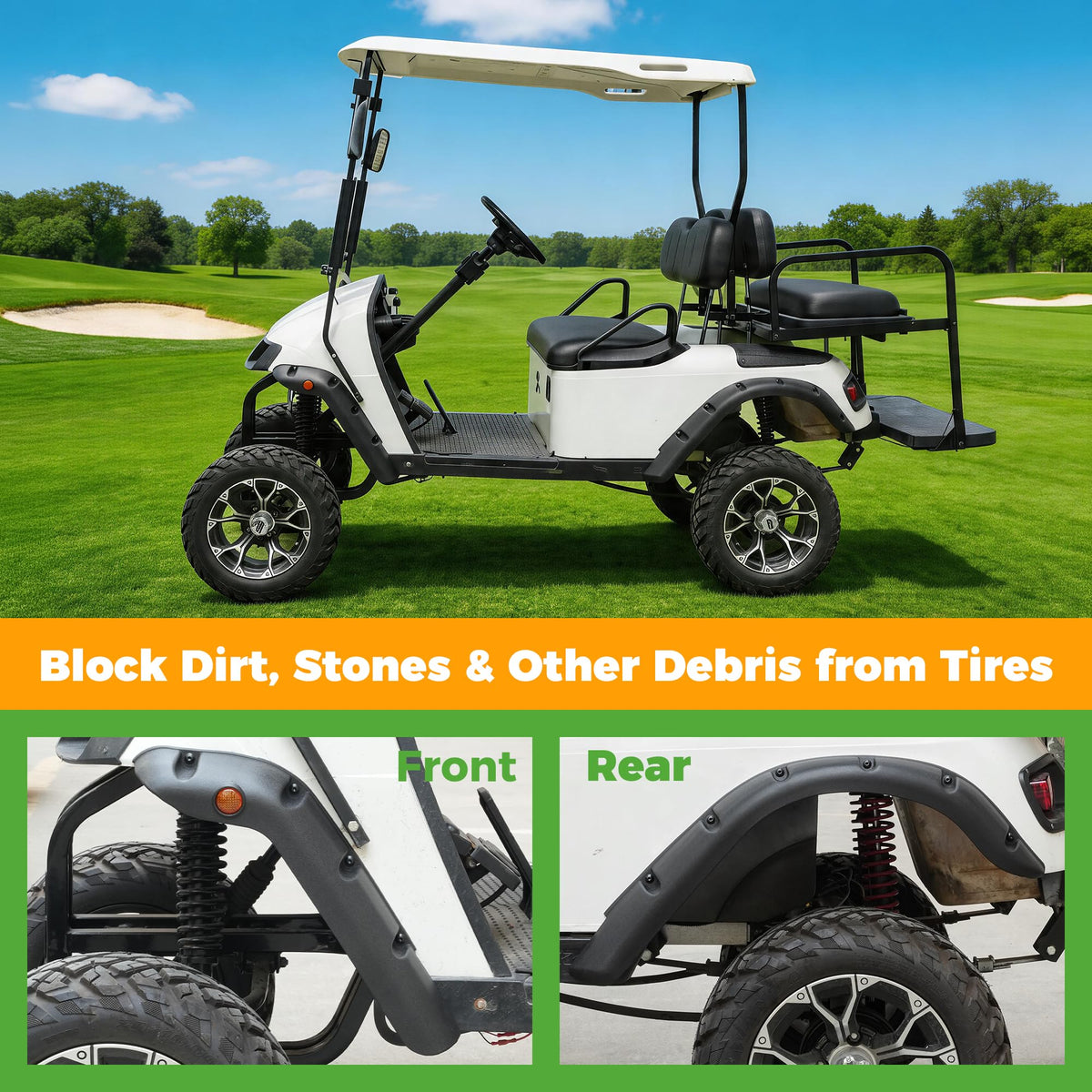 10L0L Black finish Fender Flares complements EZGO TXT aesthetics