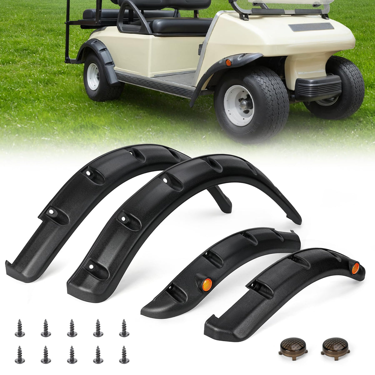 10L0L golf cart fender flares front left protects paint and fits Club Car DS.