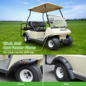 10L0L golf cart fender flares front right enhances safety with built in reflectors for night driving.
