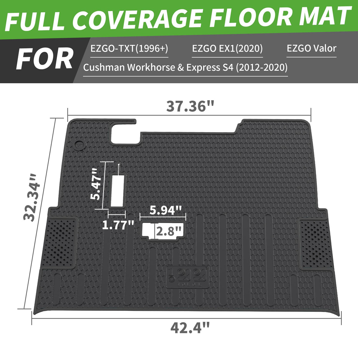10L0L edge-wrap design shields the entire floor on Cushman and EZGO carts