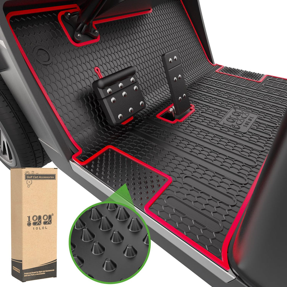 10L0L EZGO TXT floor mat with full coverage fits 1996-up, showing a clean interior edge wrap