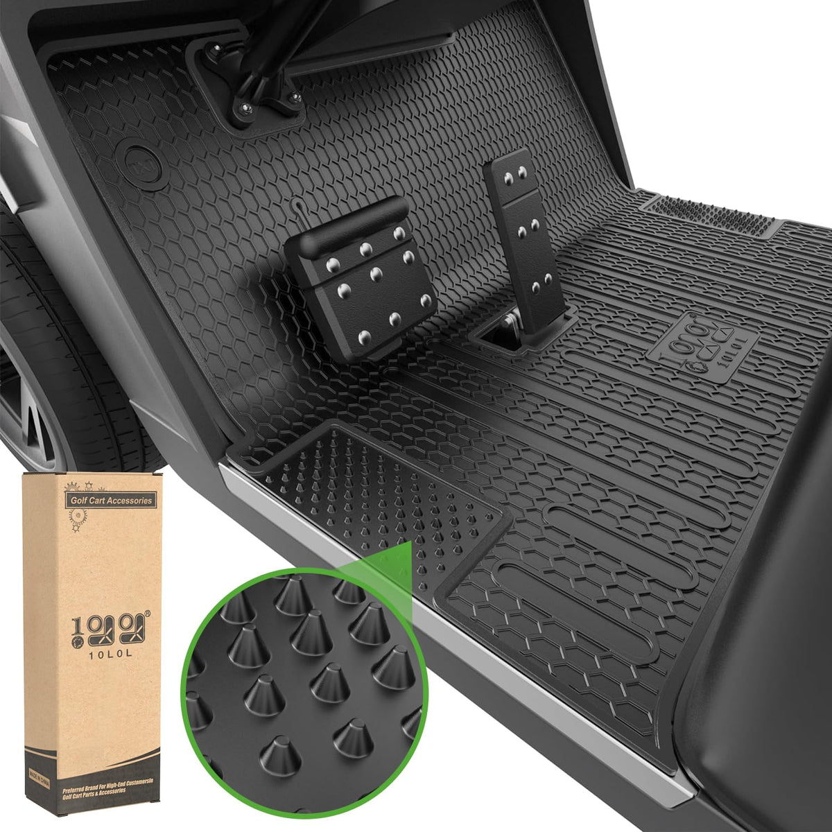 10L0L golf cart floor mat for EZGO TXT full coverage protects interior from mud and water
