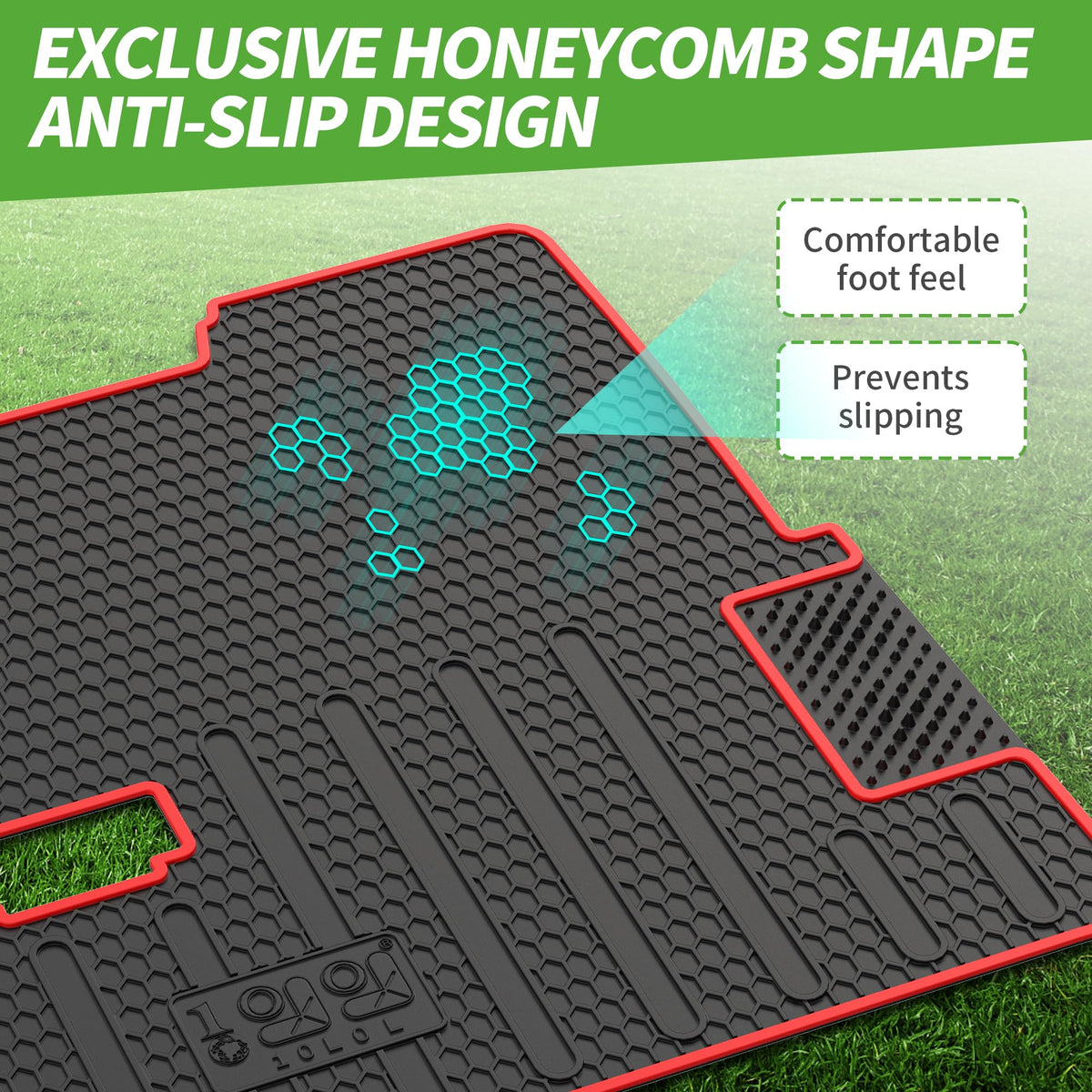 10L0L edge wrap floor mat snugly fits EZGO floor for a neat look