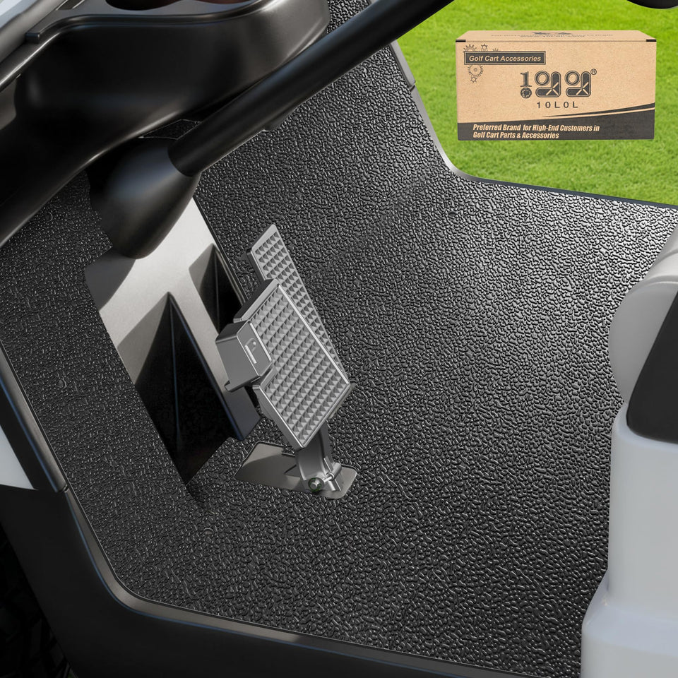 10L0L golf cart floor mat for Yamaha G29 Drive, top view shows 8mm thickness.
