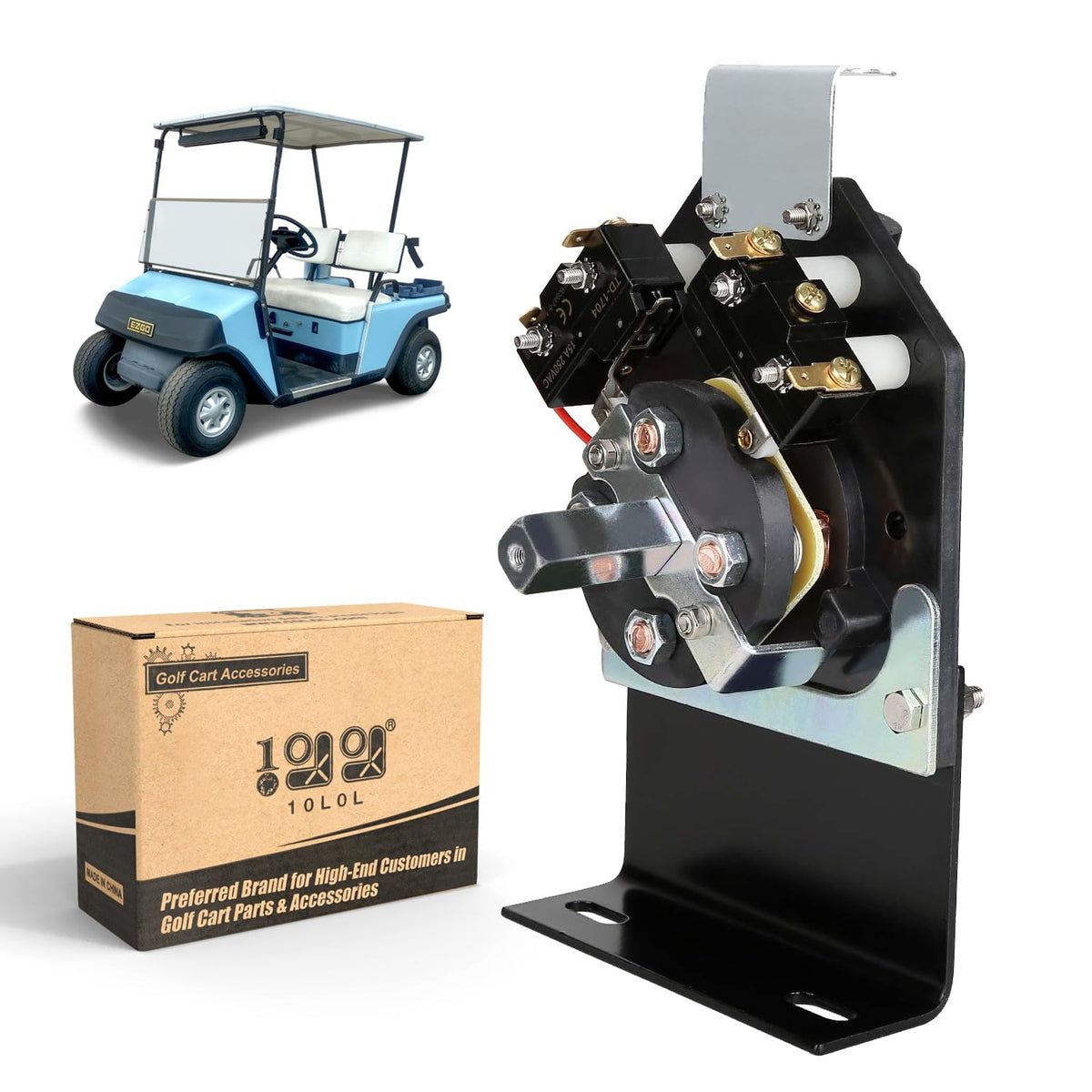 10L0L forward reverse switch assembly for EZGO 36V golf cart, close-up
