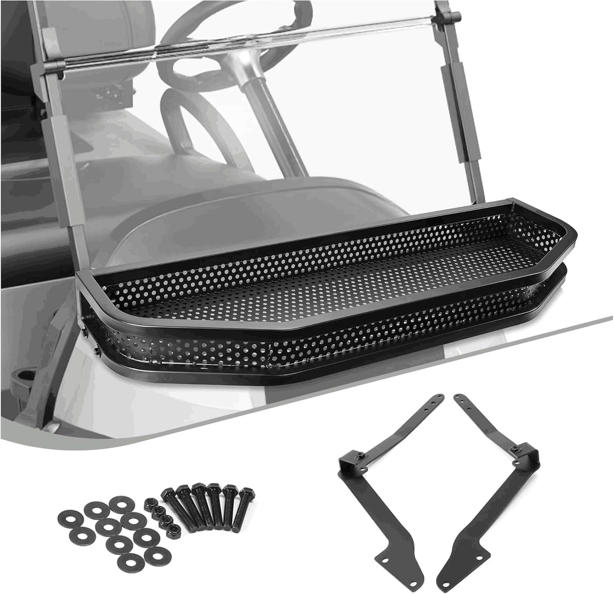 10L0L Golf Cart Front Cargo Basket on Club Car Precedent adds extra storage.