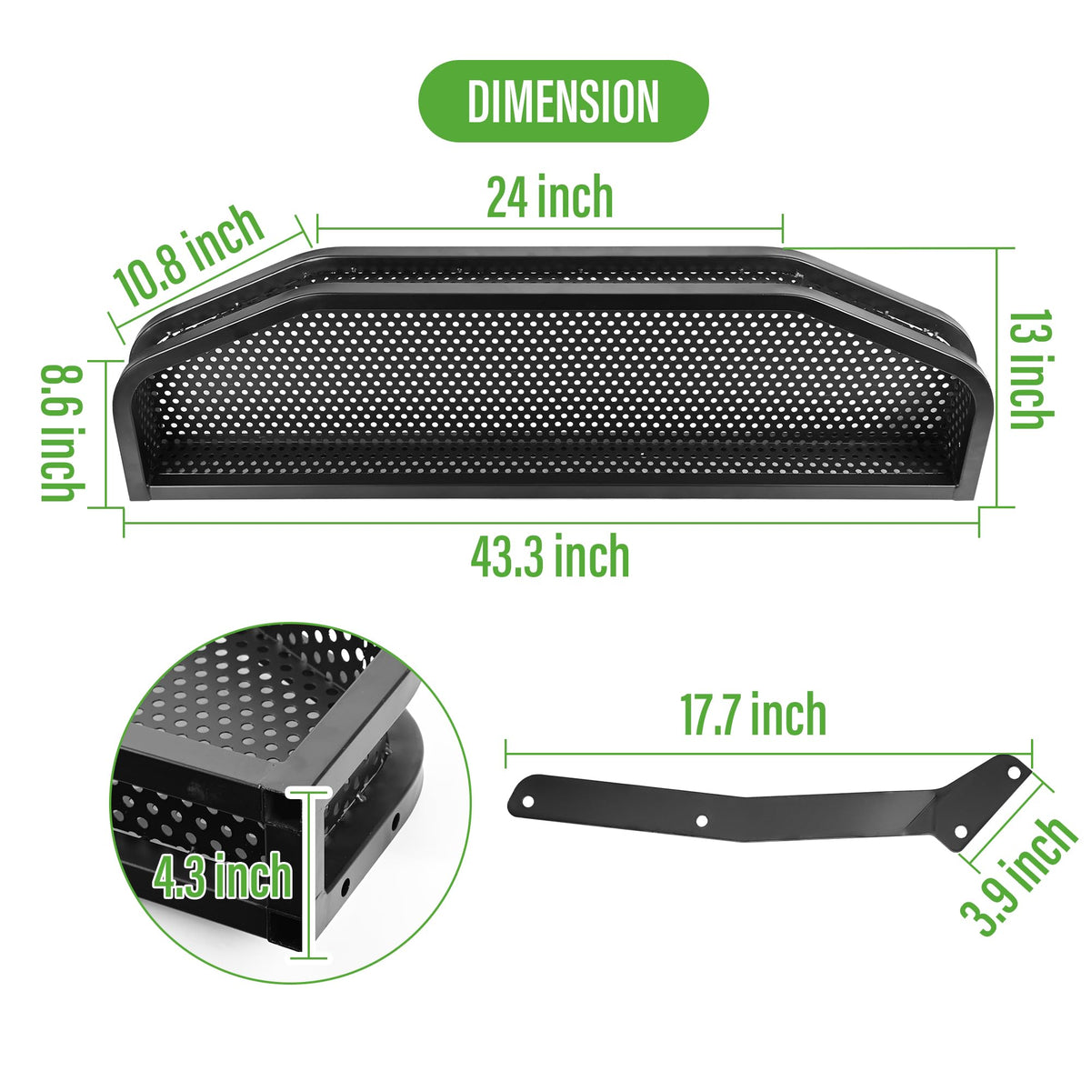 10L0L golf cart front cargo basket packaging includes brackets and hardware