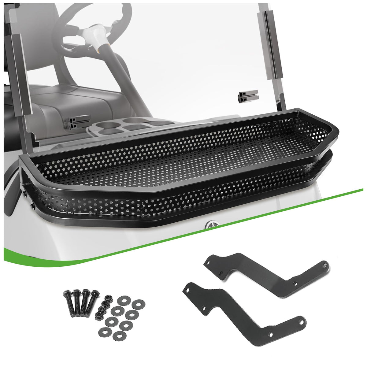 10L0L front cargo basket for Yamaha G29 with clay outer finish improves on-cart storage