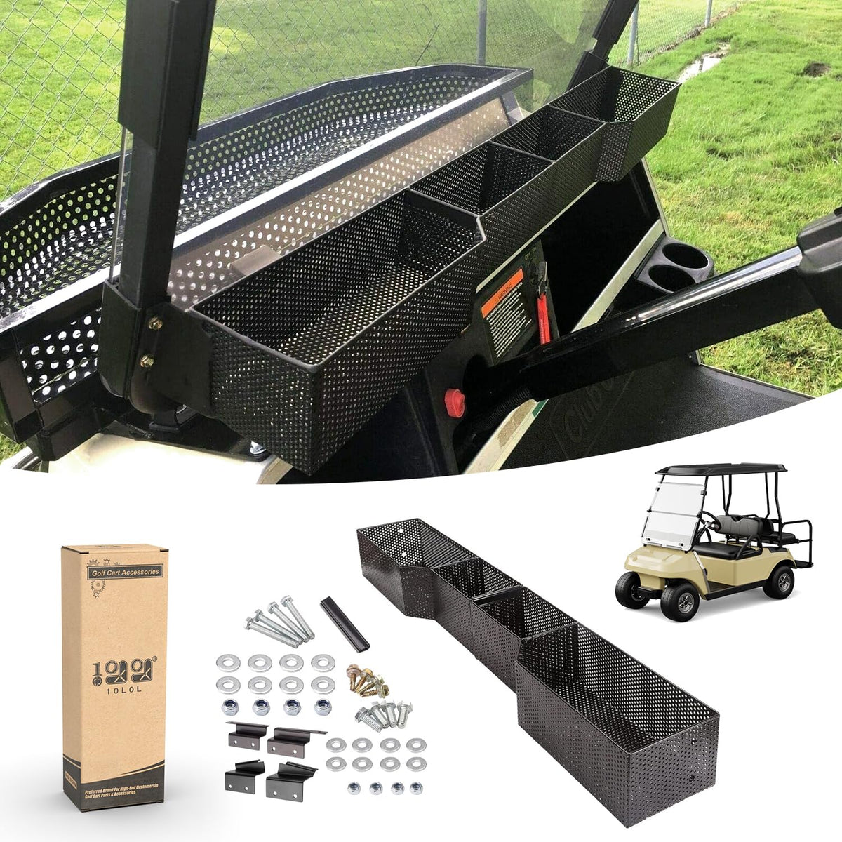 10L0L golf cart front inner basket for organized storage