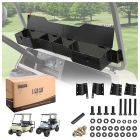 10L0L golf cart front inner storage basket mounted on Club Car DS for organized essentials