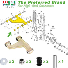10L0L golf cart front lower control arm assembly enhances durability during rides