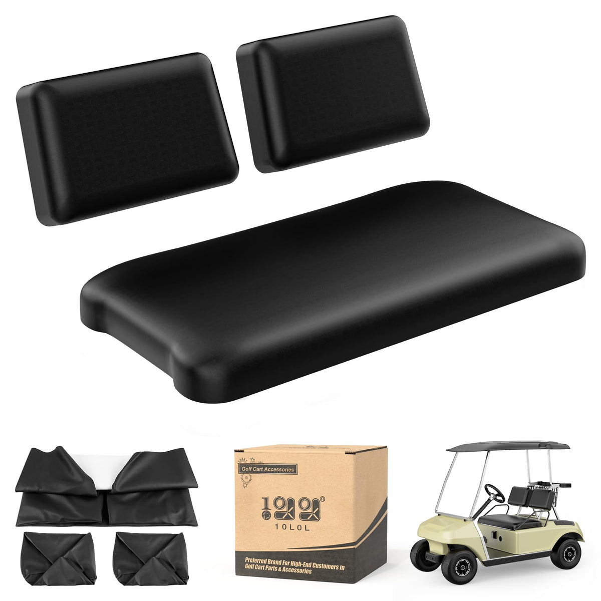 10L0L golf cart front seat cover for Club Car DS with seamless fit and protection
