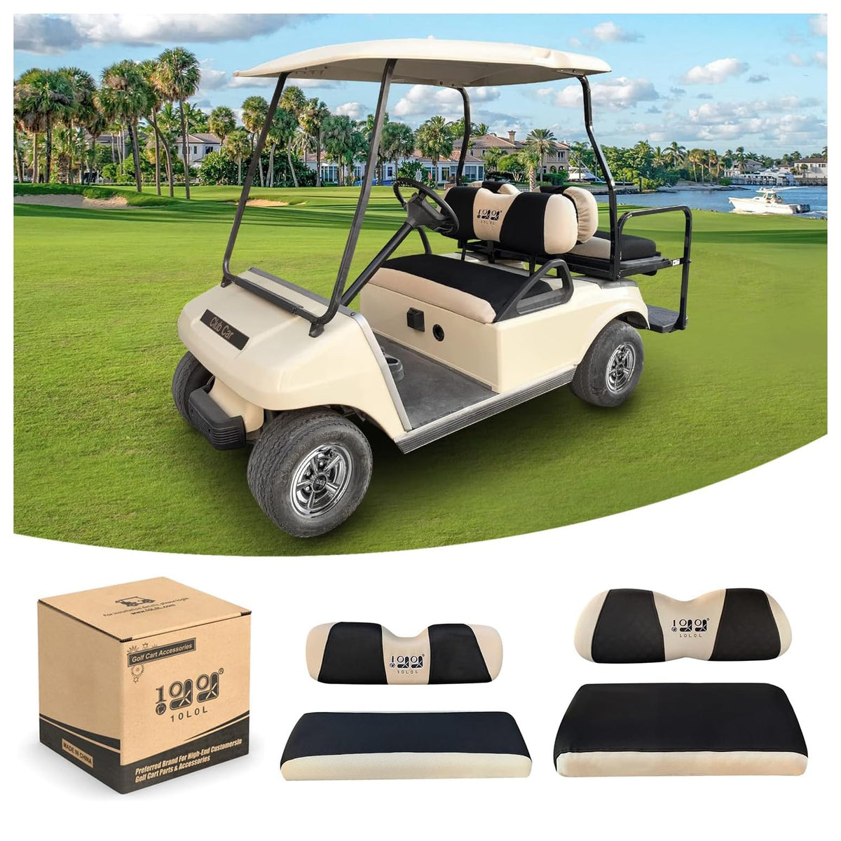 10L0L golf cart front seat cover for EZGO TXT RXV enhances durability and style