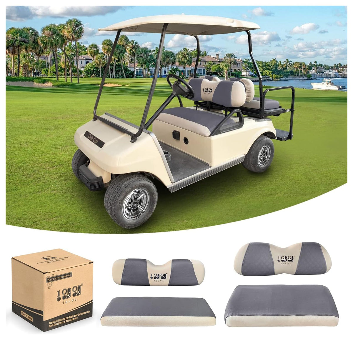 10L0L front seat cover for EZGO TXT RXV with breathable mesh