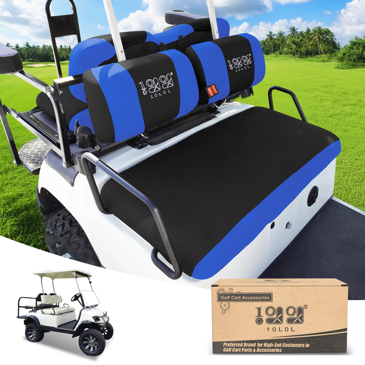 10L0L golf cart front seat cover on Yamaha G2 for cooling