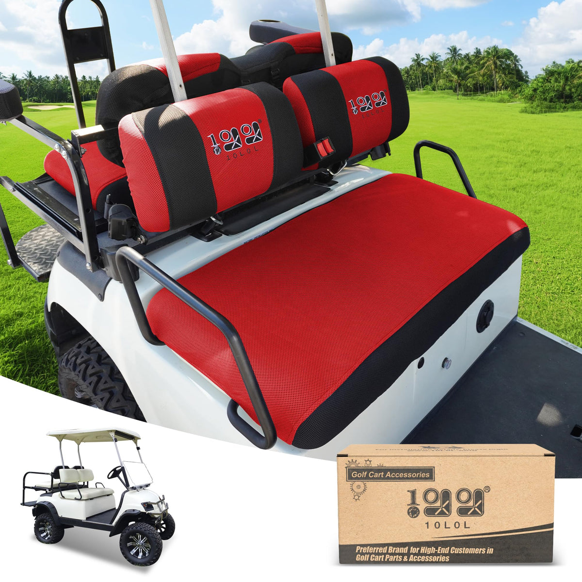 10L0L front-seat-cover for golf carts enhances protection and airflow on Yamaha models