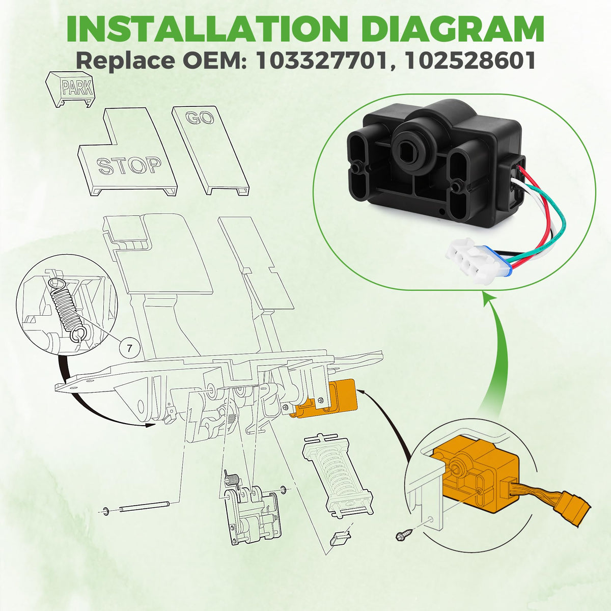 10L0L GCOR accelerator sensor installed on Club Car Precedent (2004-2009); smooth throttle