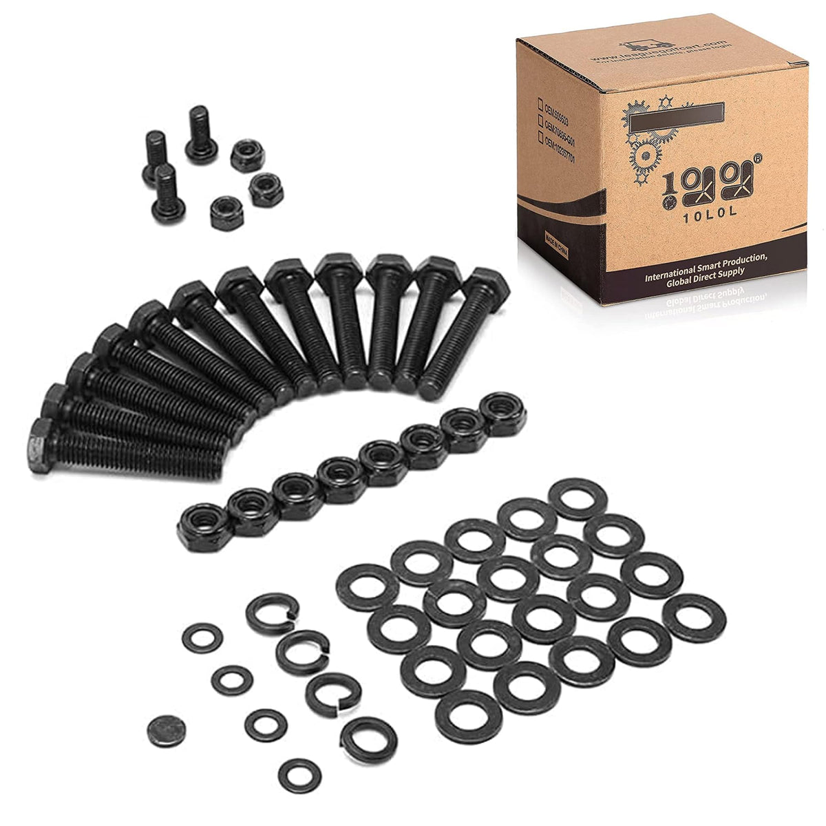 10L0L golf cart grab bar hardware kit with bolts, nuts, and washers for secure rear bar mounting.