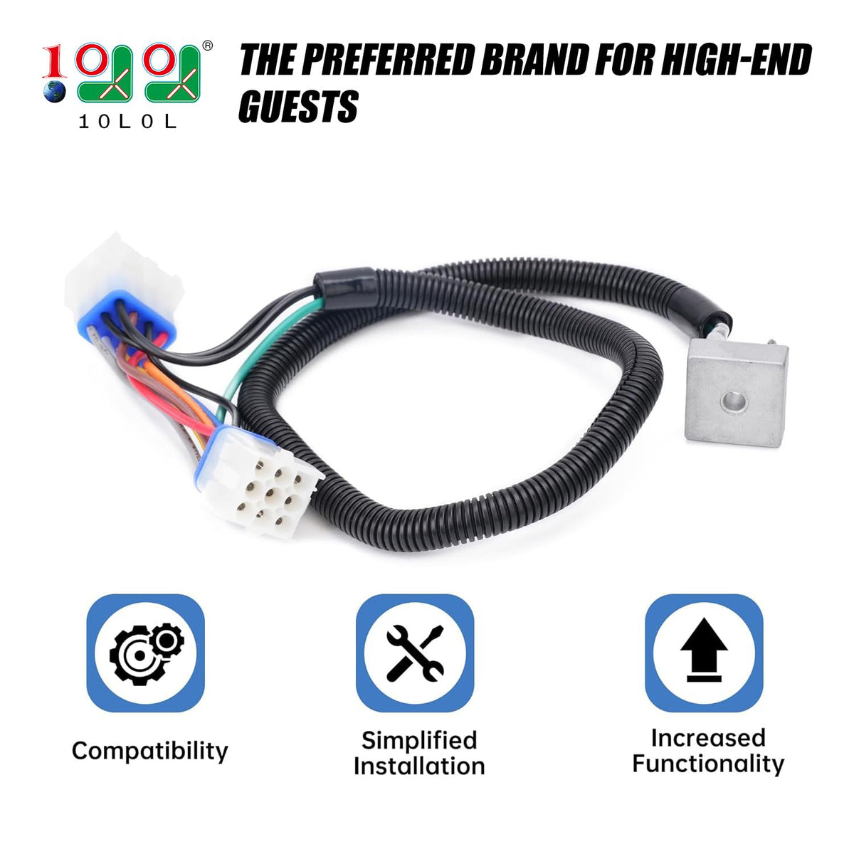 10L0L golf cart harness adapter connector closeup highlighting durable pins for reliable connections