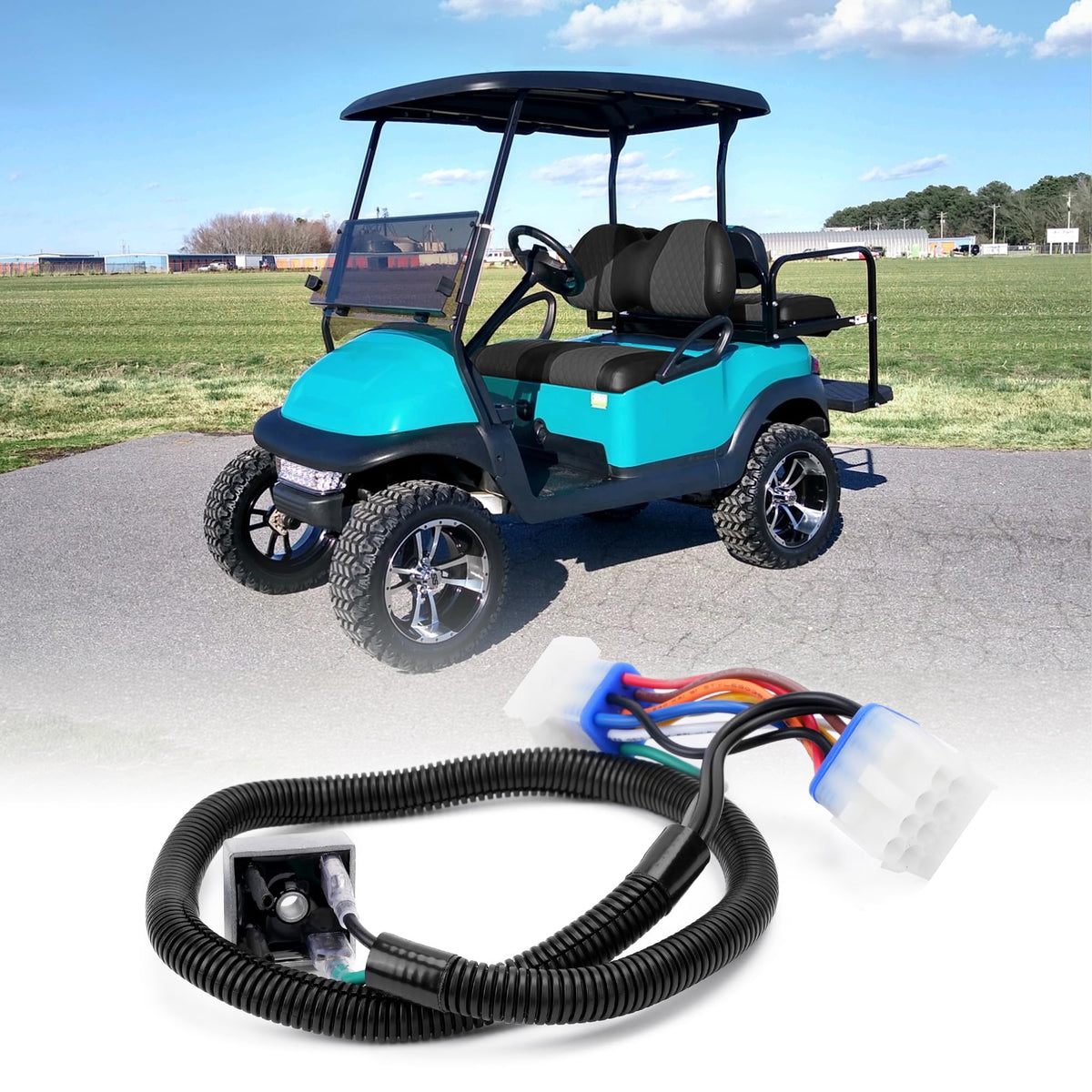 10L0L golf cart harness adapter packaging and contents