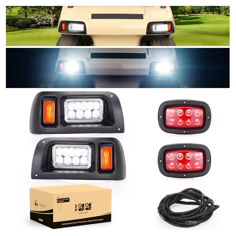 10L0L Golf Cart Headlight front view showcasing nine-beam LED for bright night visibility.