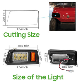 10L0L golf cart headlight kit Yamaha G19 front driver for improved night visibility.