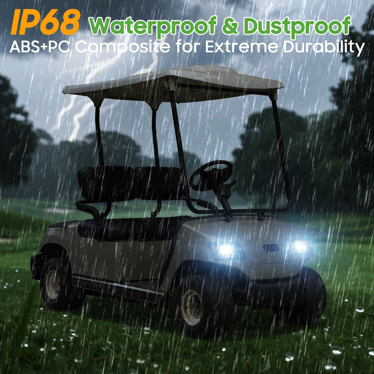 10L0L golf cart headlight kit Yamaha G19 front passenger for safer night rides.