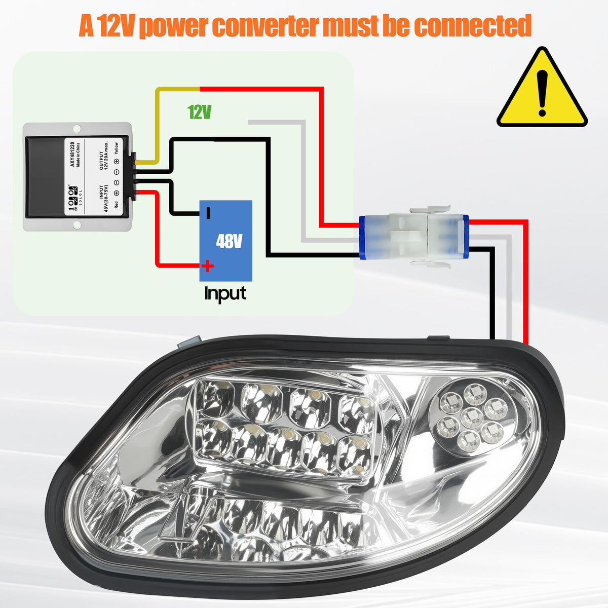 10L0L golf cart headlights, glass lampshade, provides high transparency and durable light transmission.
