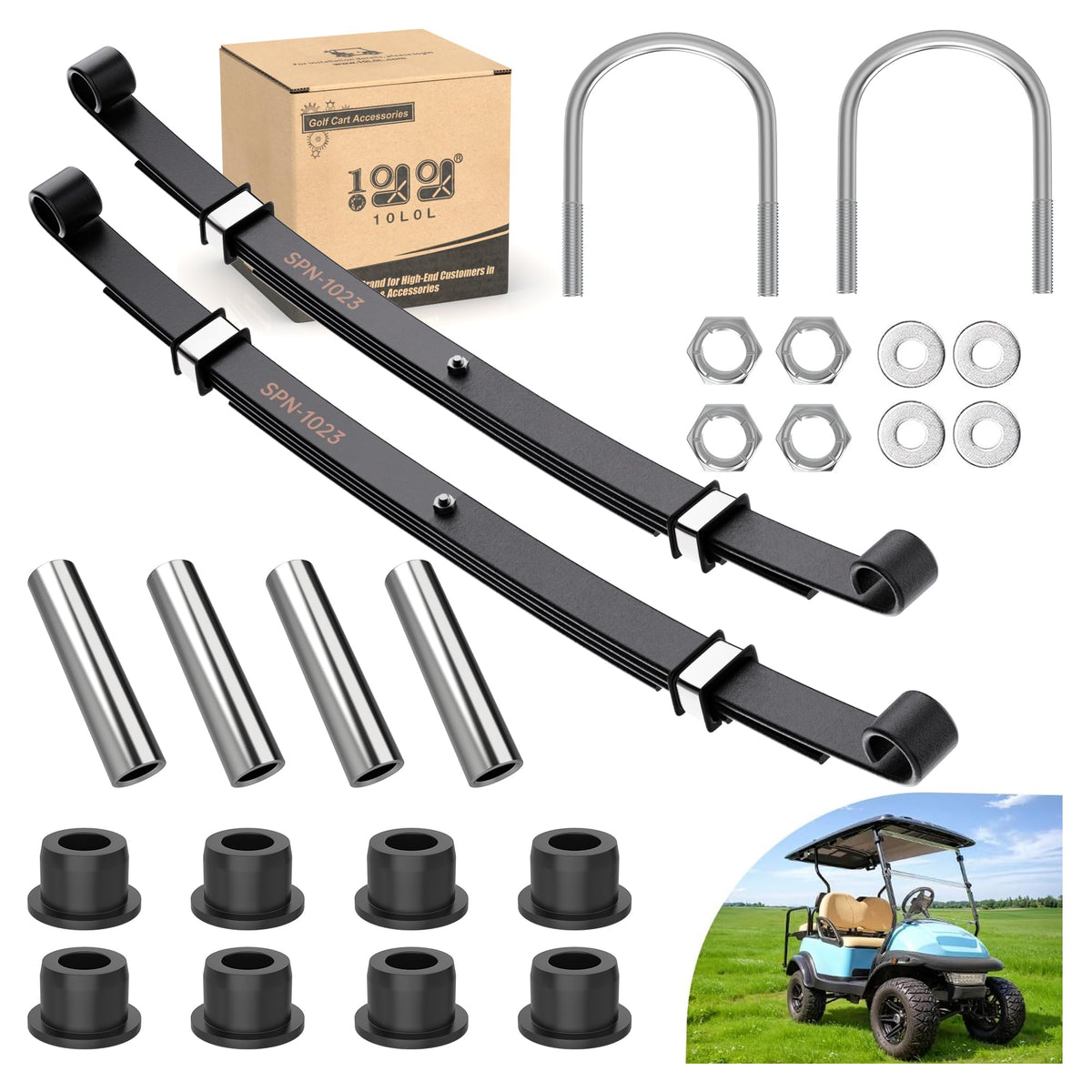 10L0L heavy-duty rear leaf springs improve load handling for Club Car
