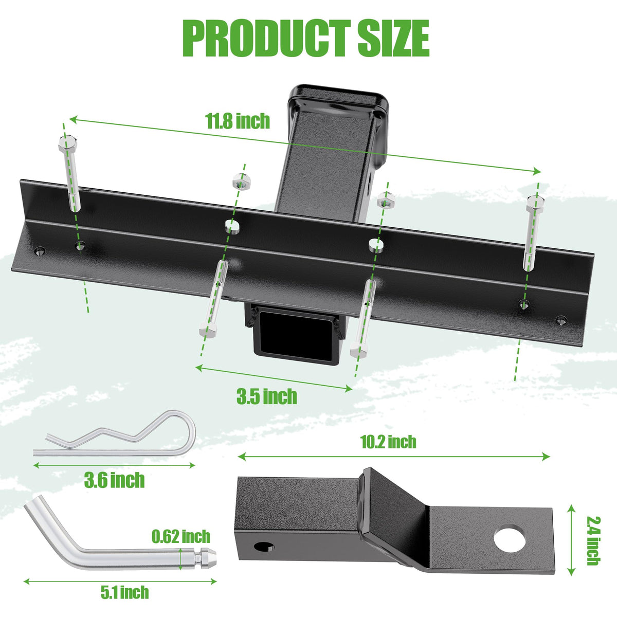 Compact and easy-to-remove 10L0L golf cart hitch for storage.