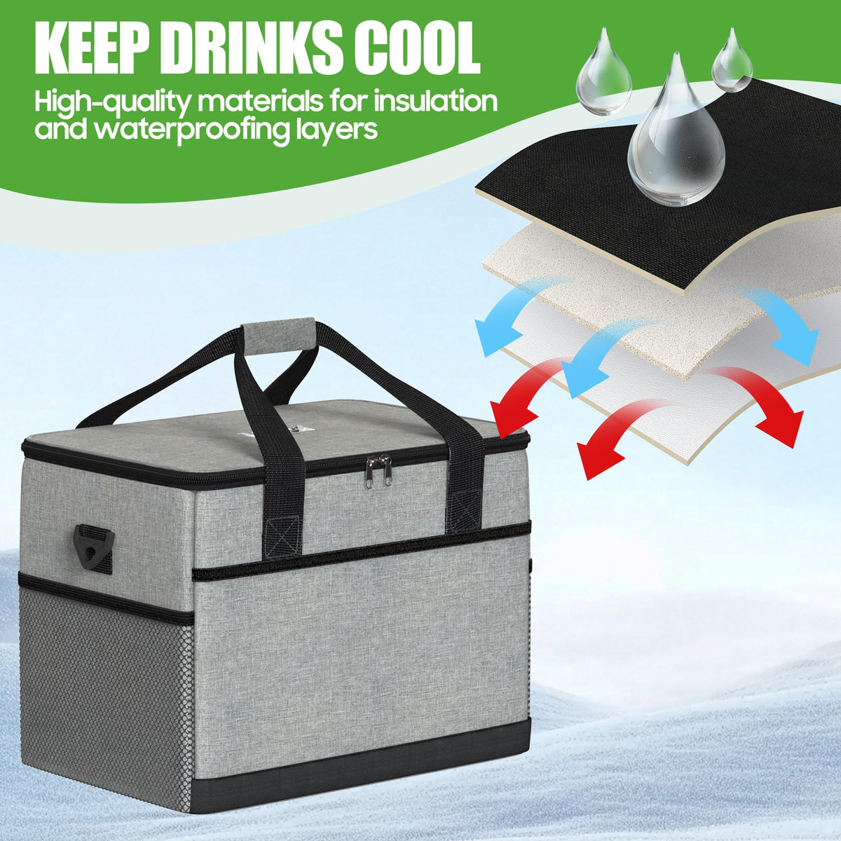 10L0L Golf Cart Ice Bag interior lining illustrates mold-resistant protection