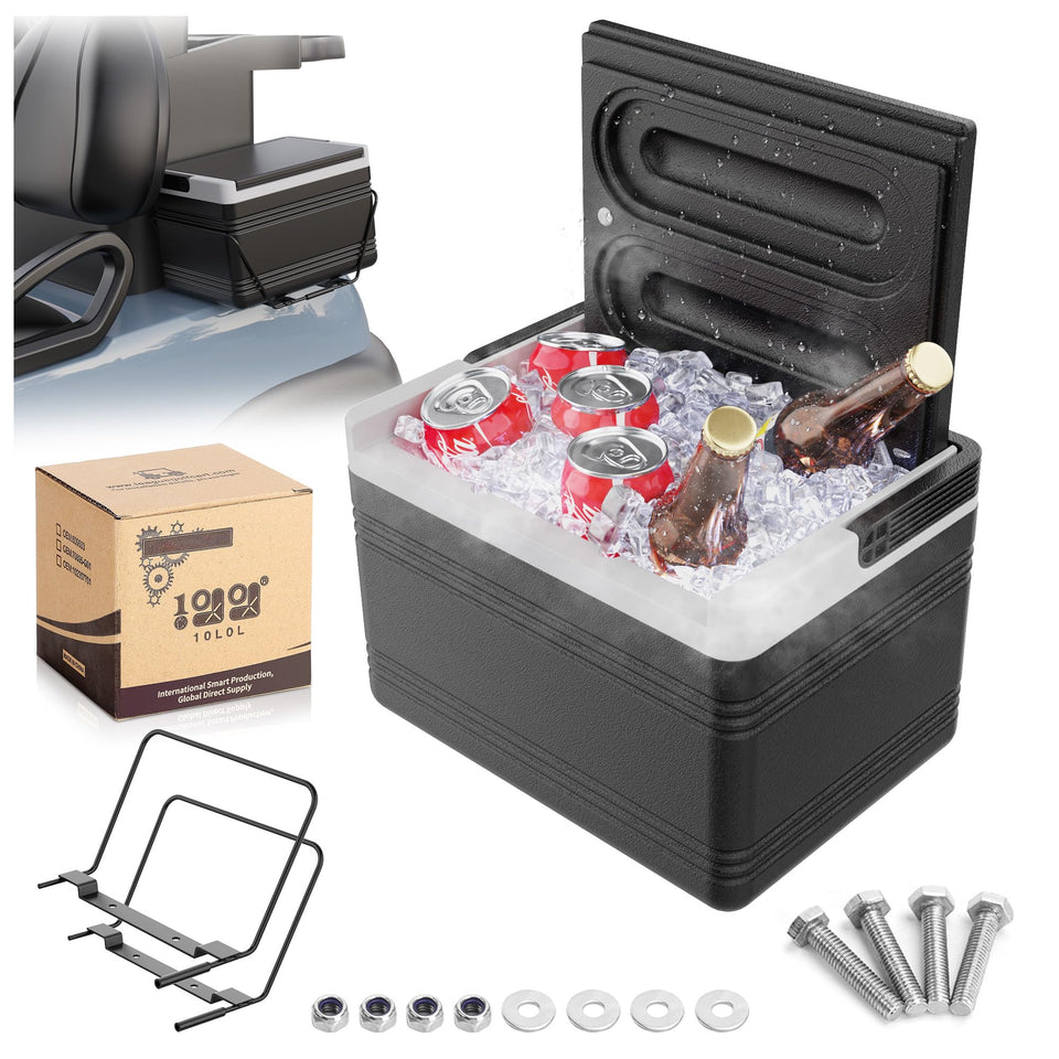 10L0L golf cart ice cooler front view shows compact, durable design for on-course hydration.