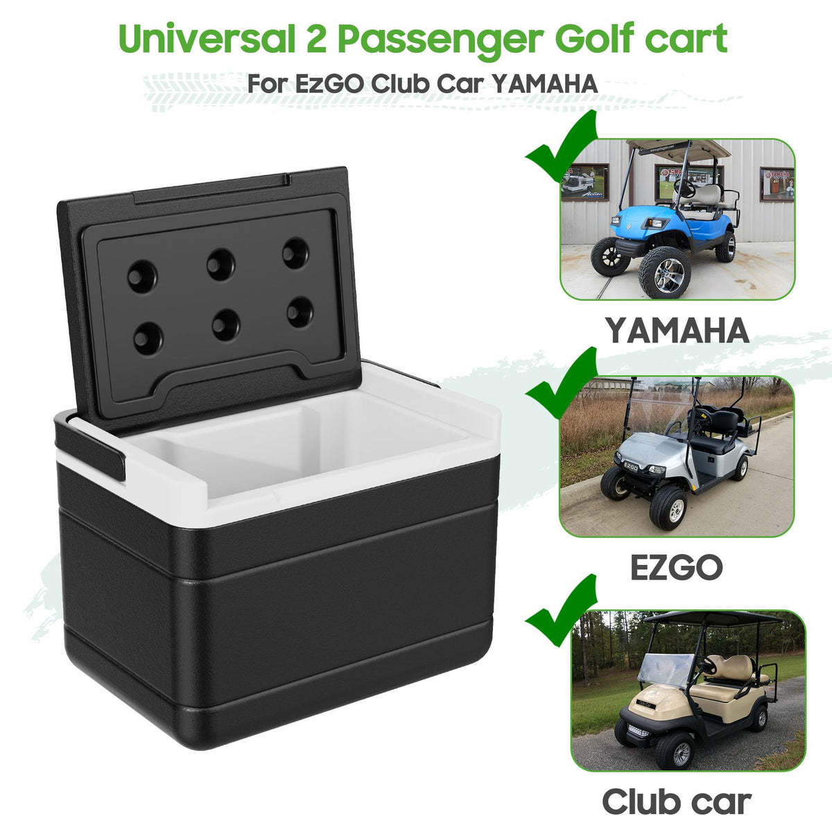 10L0L golf cart ice cooler open lid for easy access.