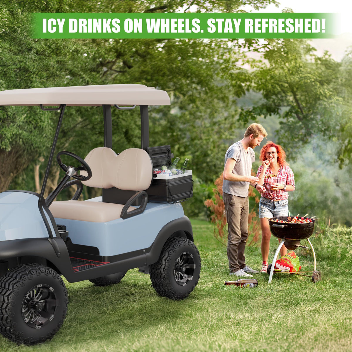 10L0L golf cart ice cooler side mount bracket highlights universal fit for most carts.