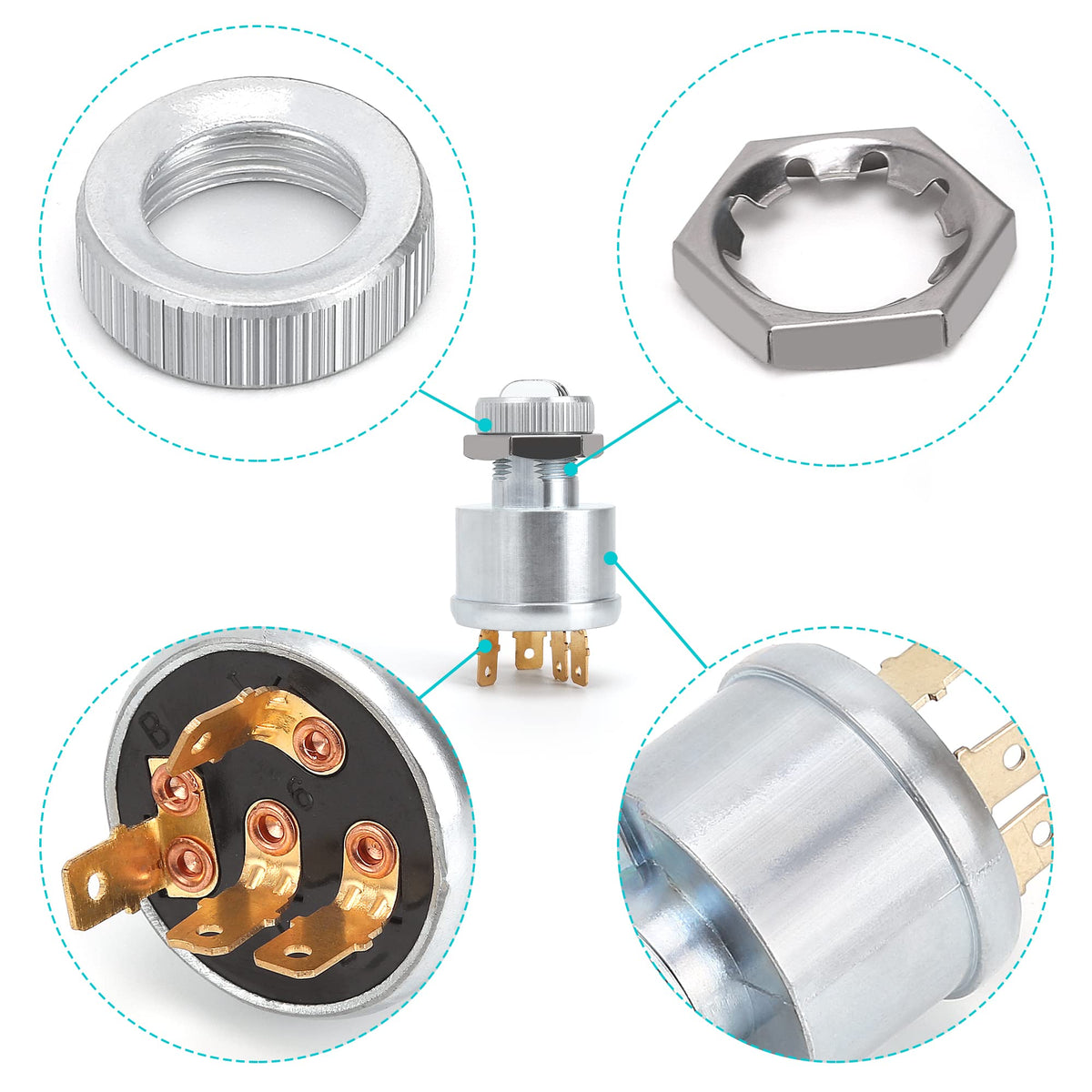 10L0L ignition switch for EZGO Medalist with corrosion-resistant terminals