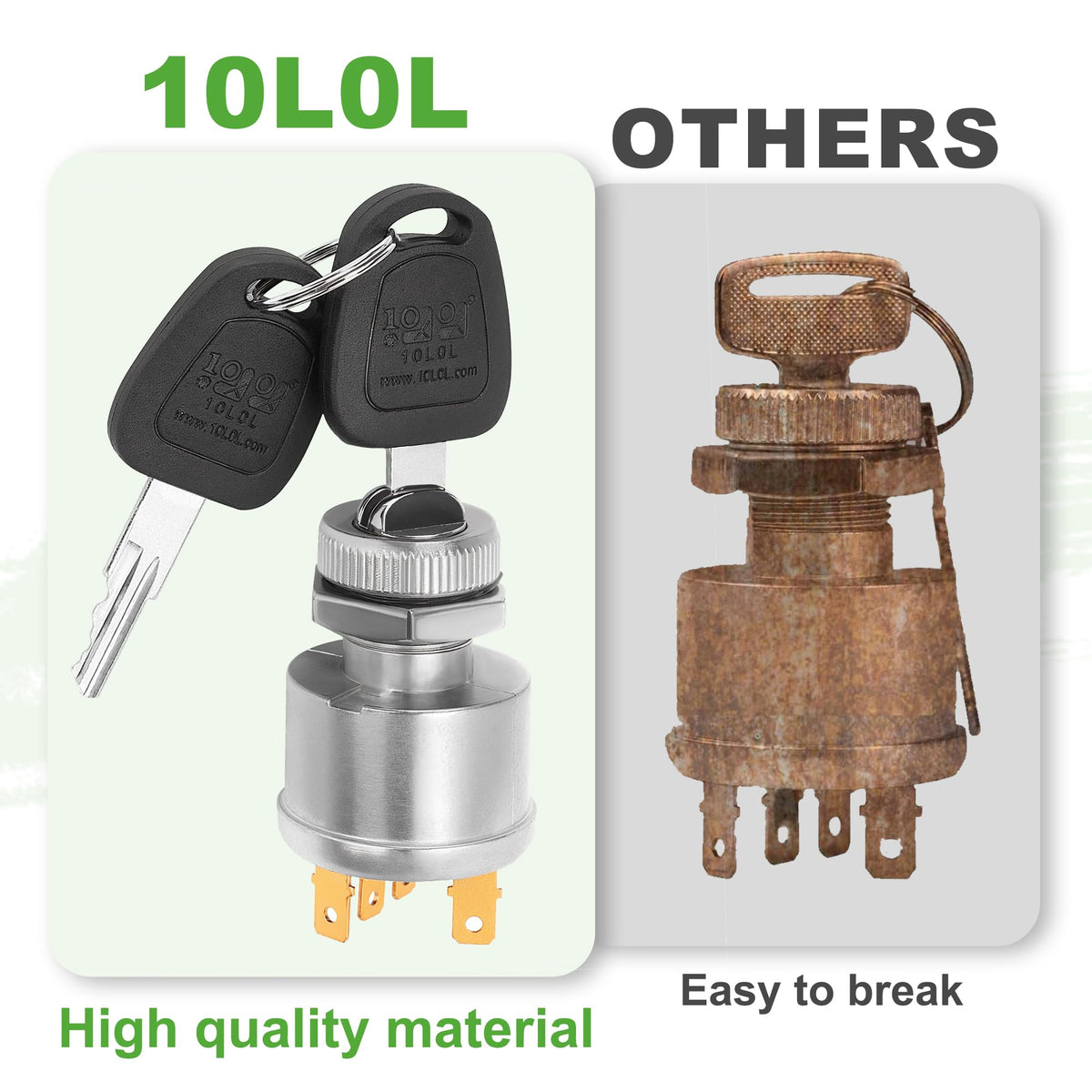 10L0L ignition switch terminal layout demonstrates three-way four-terminal compatibility.